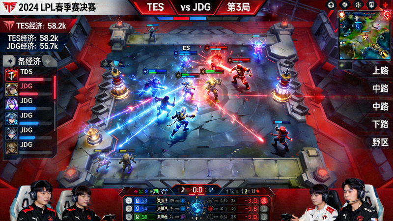 英雄联盟LPL春季赛决赛TES对阵JDG实时对战画面